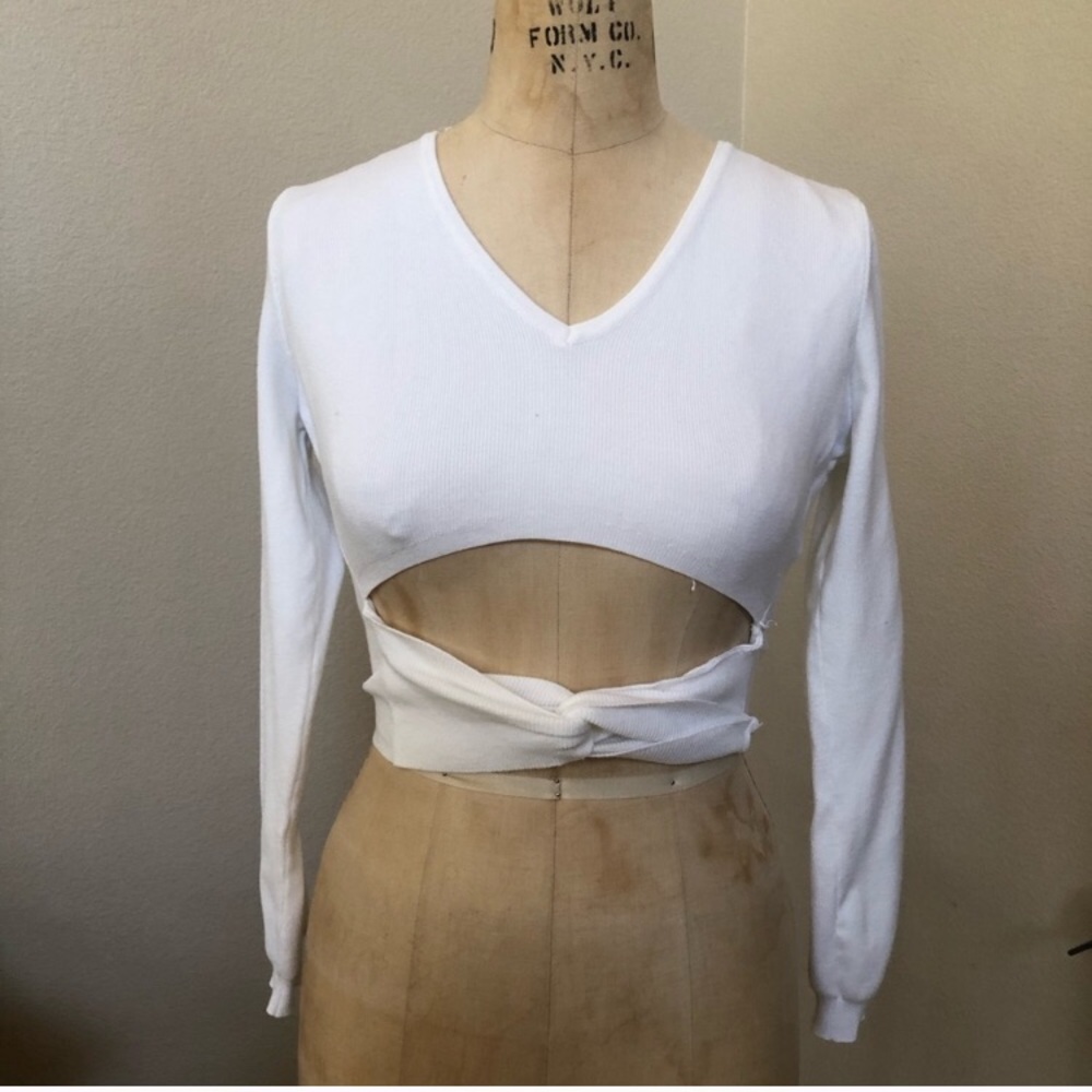 NWT LF sweater crop white long sleeve